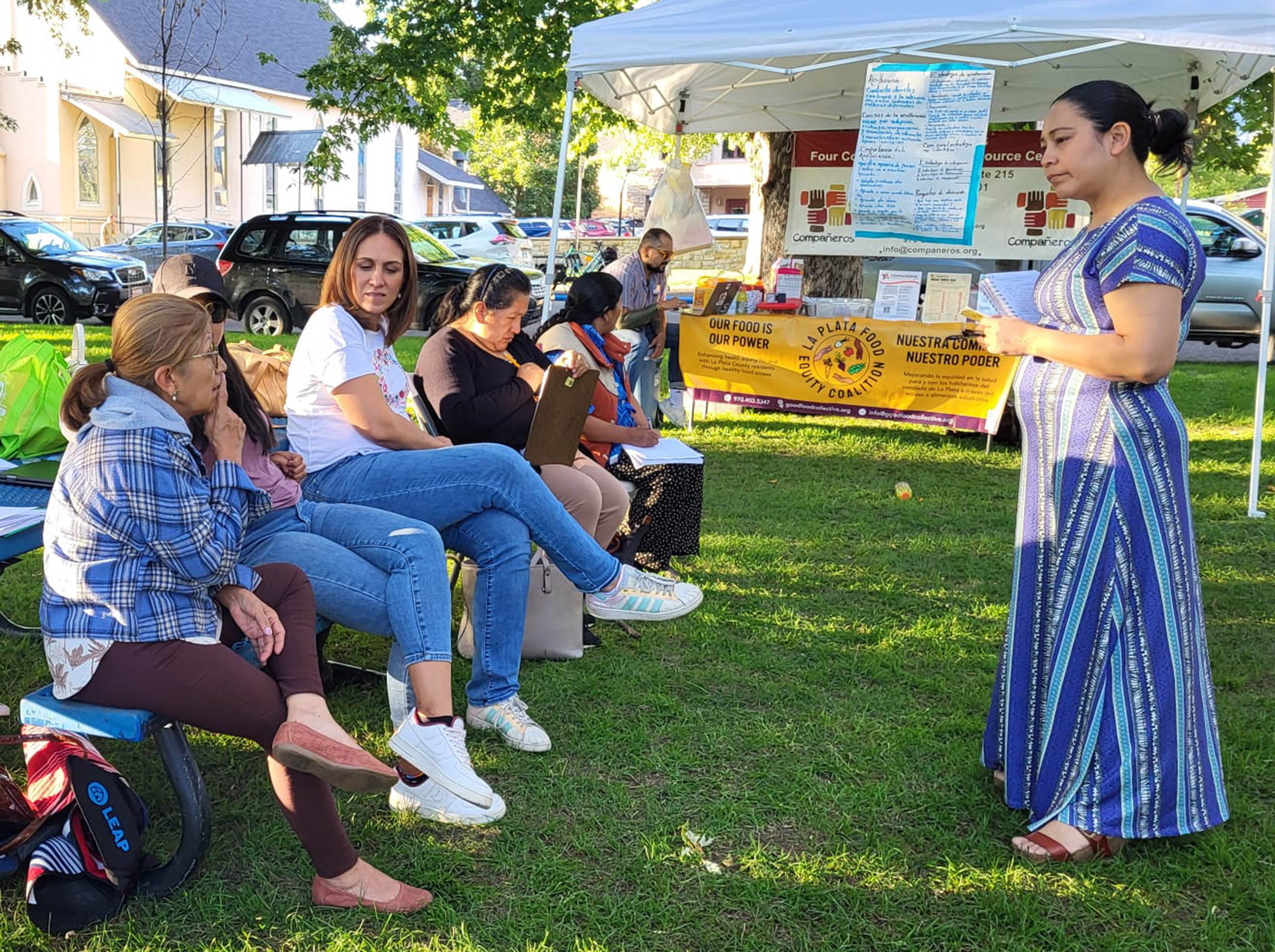 Participants engage in a mental health session offered through the Bienvenidos Program — an initiative designed to support immigrants and newcomers in their first years living in the community. Sessions included emotional well-being, self-care, and resource sharing to help build community connection and resilience.