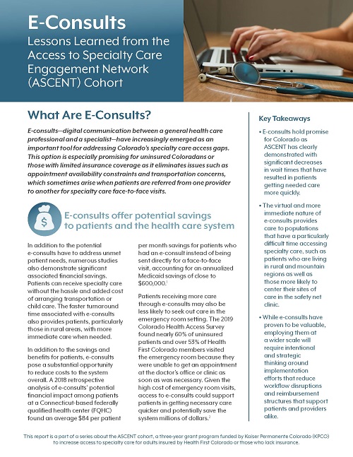 Econsult Lessons Learned from the Access to Specialty Care Engagement Network Cohort