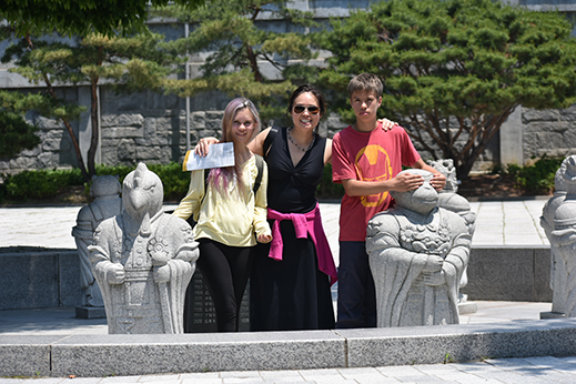 Ann Loeffler with her family in South Korea.