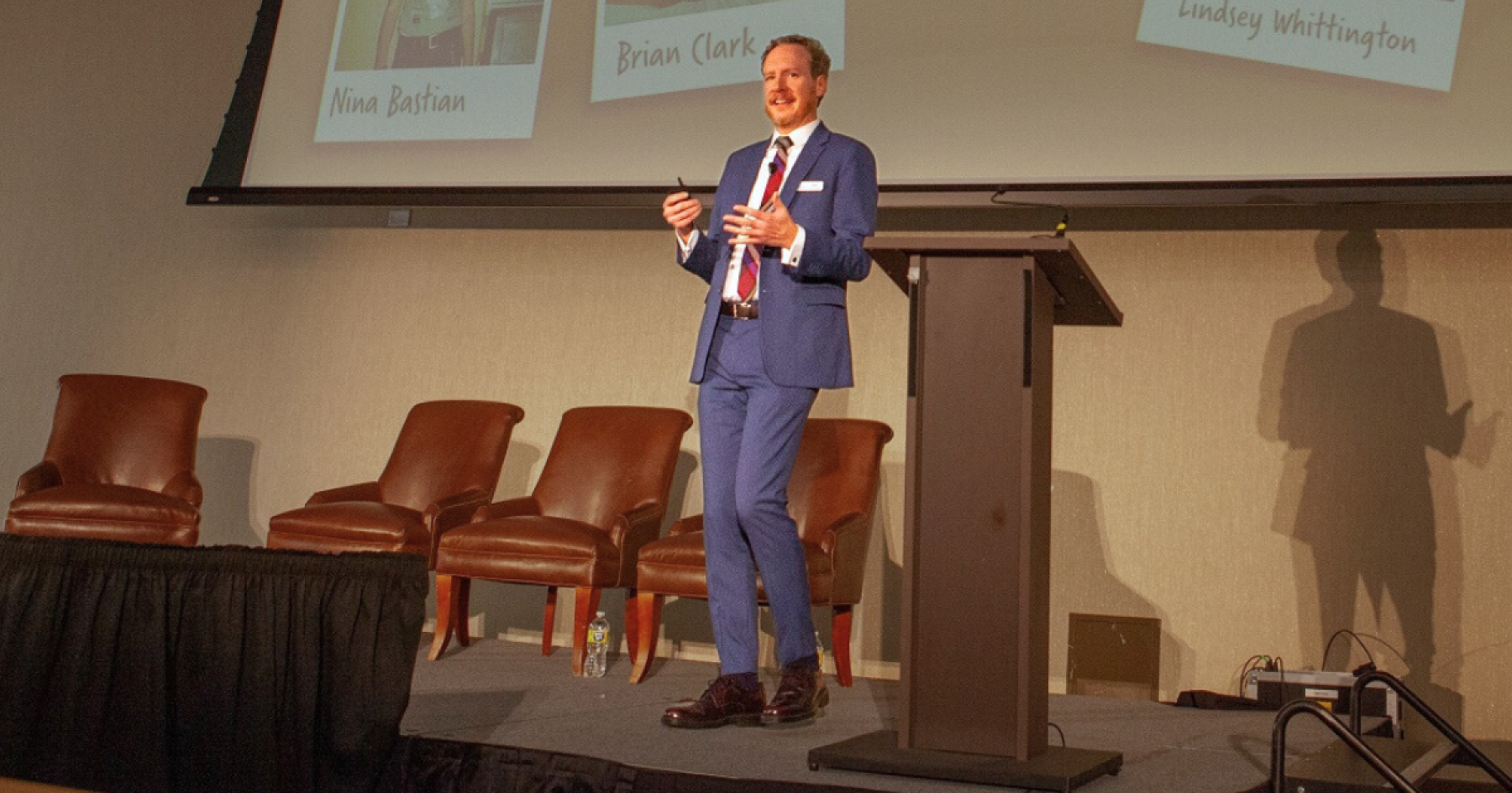 Jeff Bontrager on stage at Hot Issues in Health.