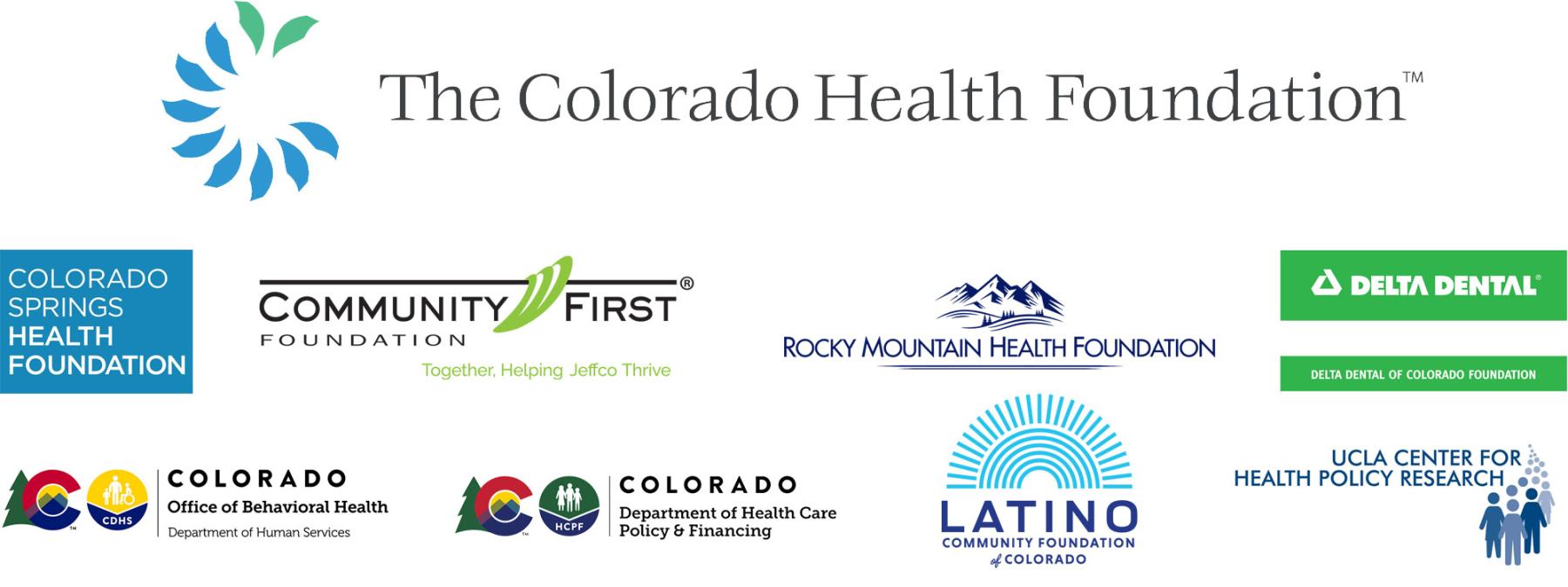 Logos for the Colorado Health Foundation and eight other sponsors of the 2021 CHAS