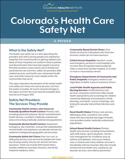 Colorado's Health Care Safety Net: A Primer
