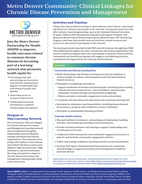 MDPH Metro Denver Community-Clinical Linkages flyer