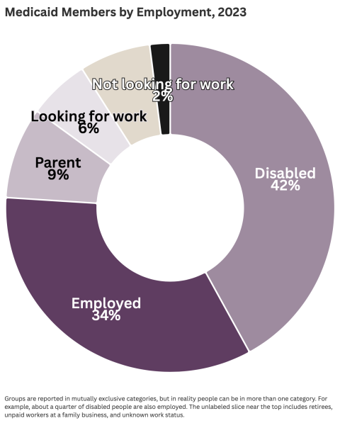 2023 CHAS pie chart showing Medicaid membership by work status