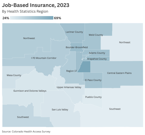 CHAS map showing job-based insurance by region