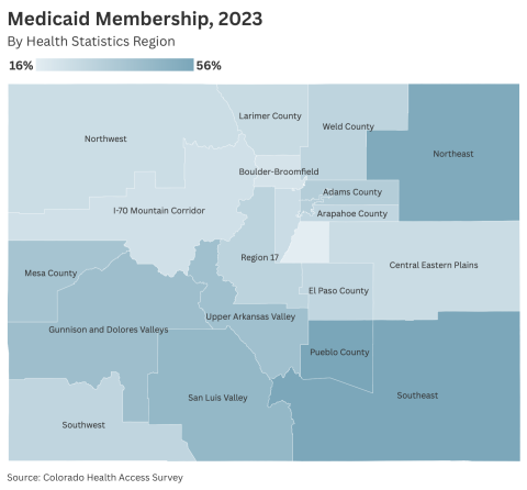 CHAS map showing Medicaid membership by region